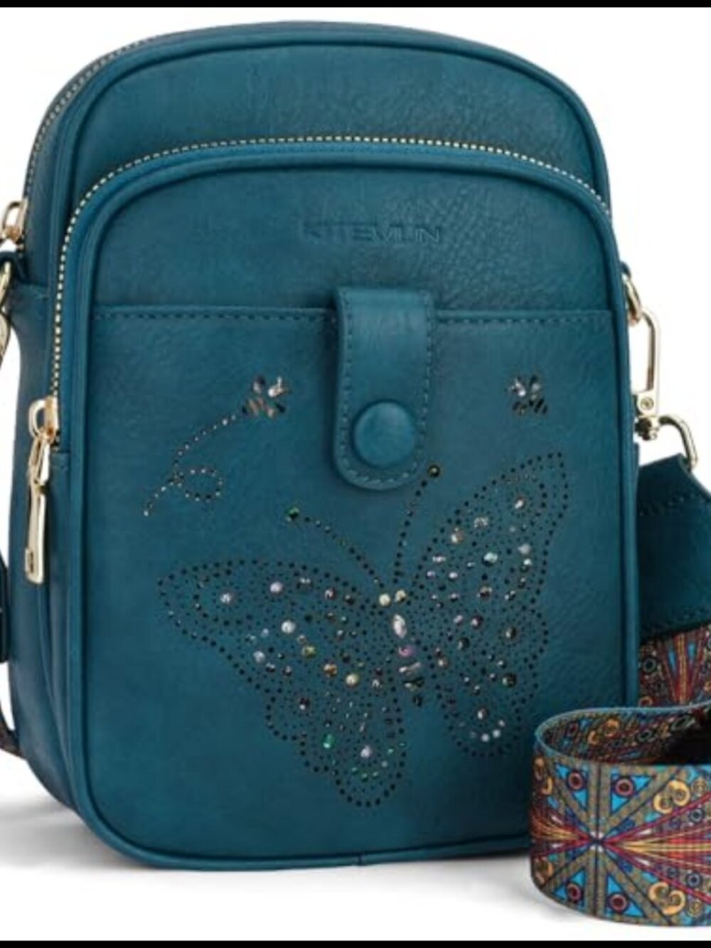 Vegan Leather Crossbody Bag RFID Small Butterfly Purse